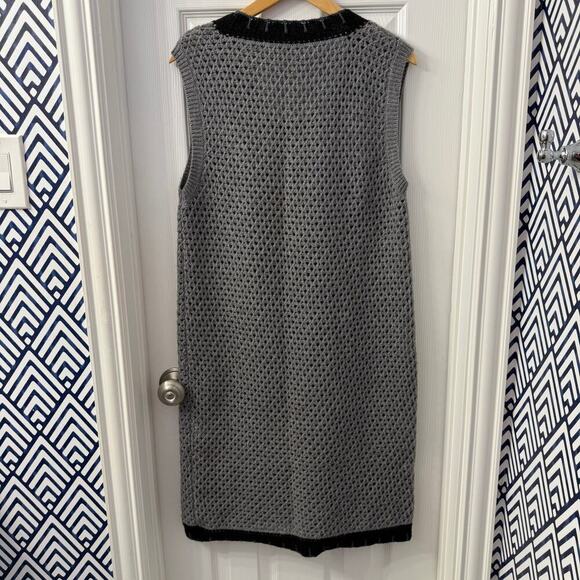 See by Chloe Sleeveless Large-Knit Wool Midi Dress Gray and Black Size 8 - Picture 5 of 5